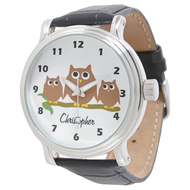 Relógio Brown Owl Design Personalised (Angular)