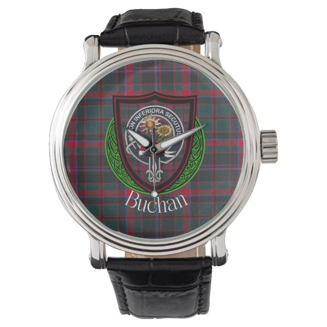 Relógio Buchan Scottish Clan Tartan & Crest (Frente)