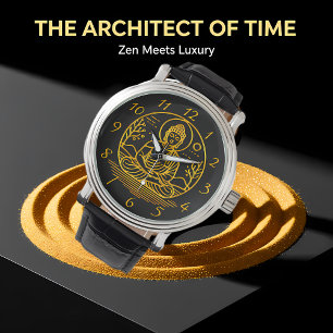 Relógio Buda Dourado sentado na Meditação Serena