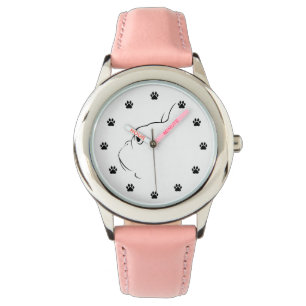 Relógio Bulldog Francês Silhout Kids Wrist Watch