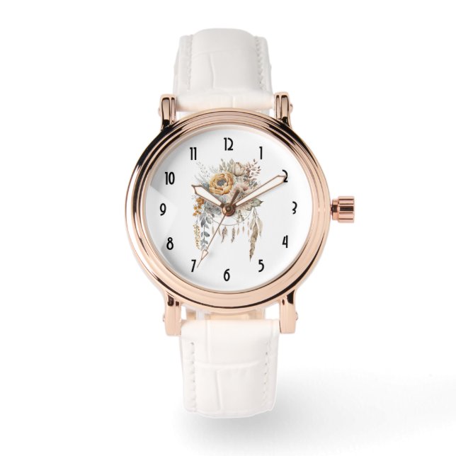 Relógio Buquê Boho Flower e Dreamcatcher (Frente)