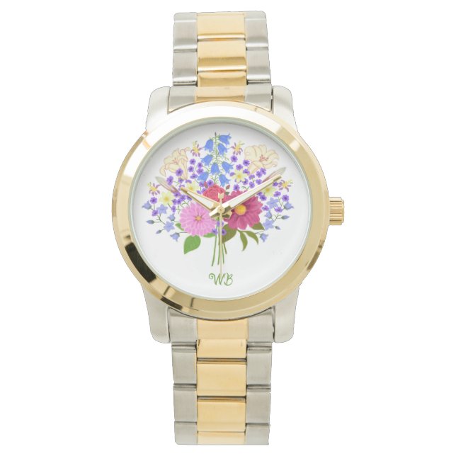 Relógio Buquê de Flores Oversized Two-Tone (Frente)