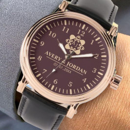 Relógio Burgundy luxury elegant couple Monogram