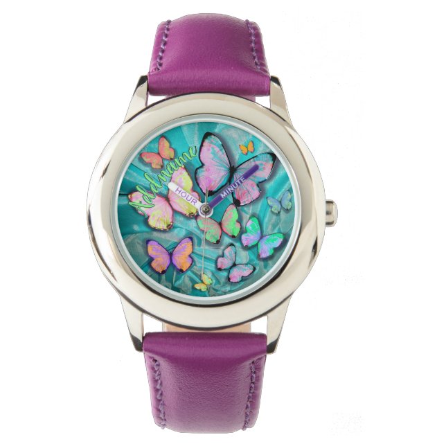 Relógio Butterfly Watch! Adicionar nome! Garota Dom! (Frente)