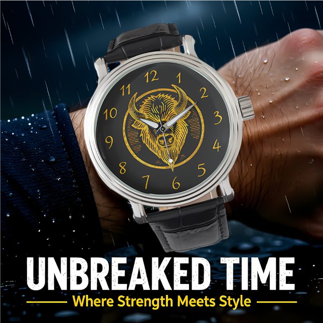 Relógio Cabeça de Bison Buffalo gravada em Design circular (Criador carregado)