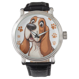 Relógio Cachorro Basset Alegre com Impressões de Pata Lara