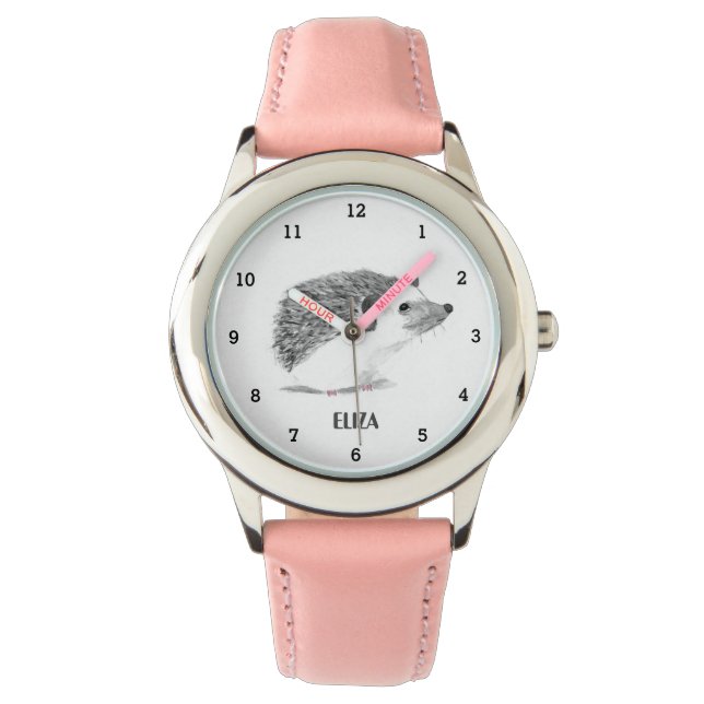 Relógio Cachorro Cachorro Animais Selvagens Crianças Aquar (Frente)