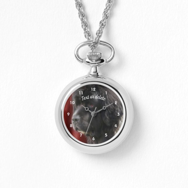 Relógio Cachorro Negro E Branco Da Terra Nova Personalizad (Frente)