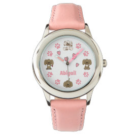 Relógio Cachorros, Estampas, Corações Personalizados