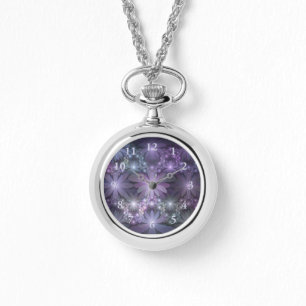 Relógio Cama de Flores Trendy Shiny Abstrato Arte Fractal