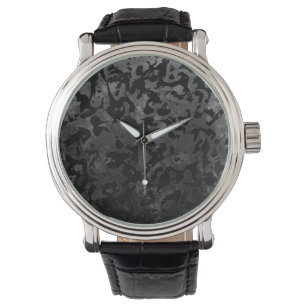 Relógio Camo moderno - Cinzas pretas e escuras - camuflage