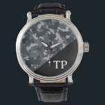 Relógio Camuflagem Camo Monograma Personalizado<br><div class="desc">Este design pode ser personalizado na área fornecida pela alteração da foto e/ou do texto. Ou pode ser personalizado clicando em Personalizar este Modelo e, em seguida, escolhendo o clique para personalizar mais a opção e excluir ou alterar a cor do plano de fundo, adicionar texto, alterar a cor ou...</div>
