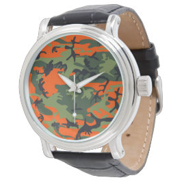 Relógio Camuflagem Laranja e Verde, Militar, Exército