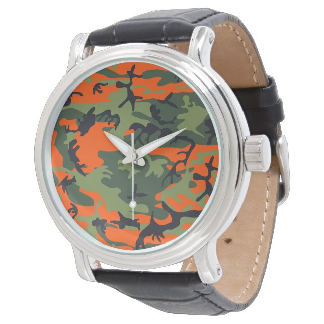 Relógio Camuflagem Laranja e Verde, Militar, Exército (Angular)