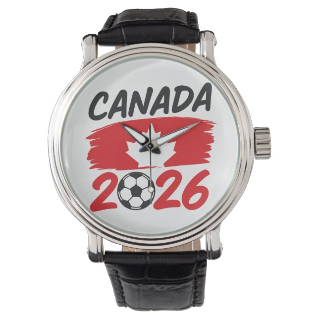 Relógio Canada 2026 Soccer Fan Design with Maple Leaf (Frente)