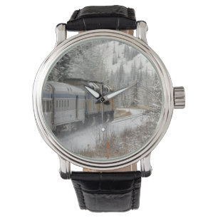 Relógio Canadá, Alberta. VIA Caminho-de-neve entre