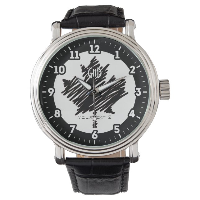 Relógio canadense Flag Black Maple Personalize-o em um (Frente)