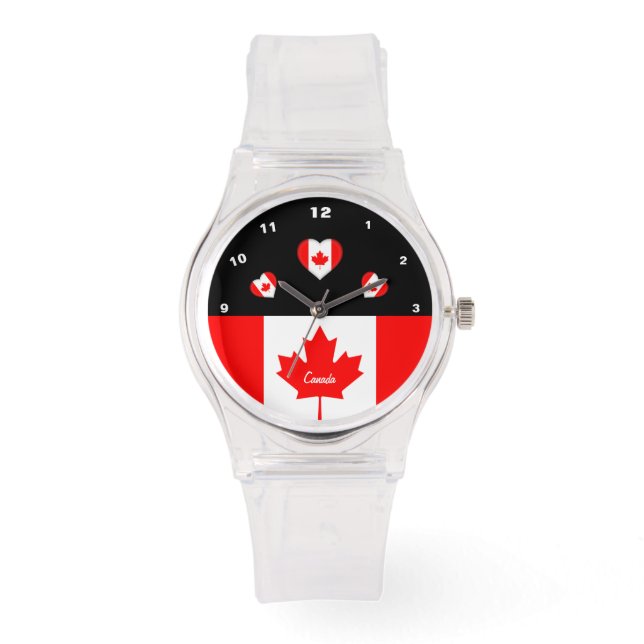 Relógio canadense Flag watch, Hearts, Canada/sport (Frente)