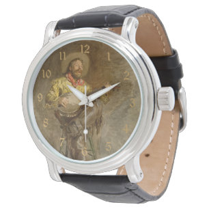 Relógio Cantando Vaqueiro Espanhol w Banjo Tocando Música