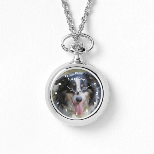 Relógio Cão Collie de Borda Triangular Personalizado (Frente)