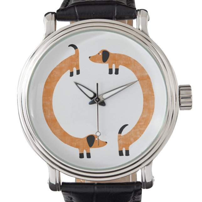 Relógio Cão Engraçado de Enchimento (Fun Dachshund Wiener Sausage Dog watch)