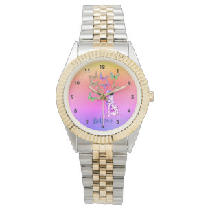 Relógio Cãozinho Dalmático E Borboletas Coloridas Acredita