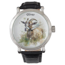 Relógio Caprino de Aquarela, personalizado