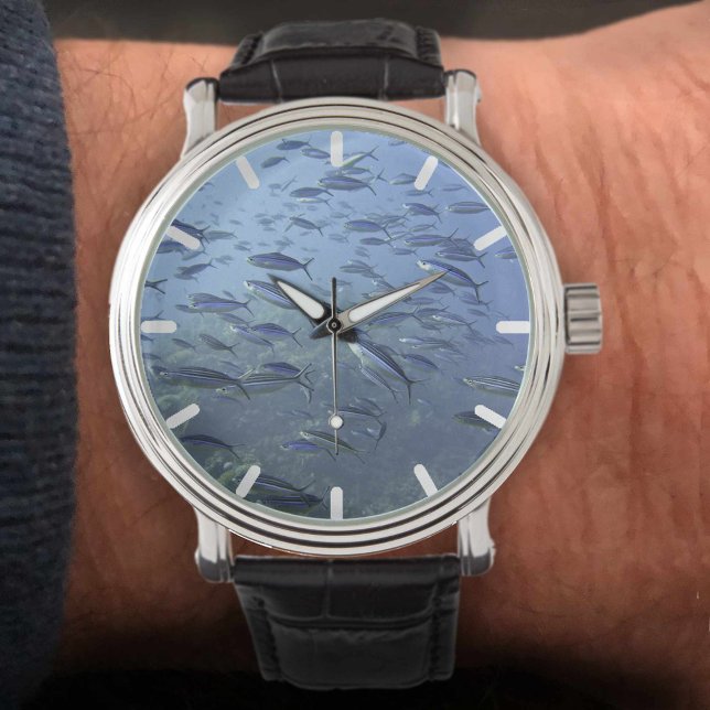 Relógio Captura de peixe. Mergulho debaixo d'água. (Criador carregado)