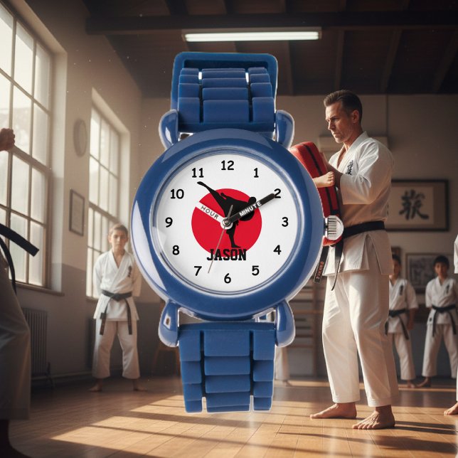 Relógio Caratê vigia crianças com nome personalizado (kids karate watch)