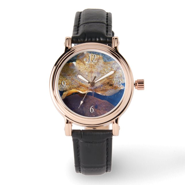 Relógio Carpintaria Amarelo Congelada Folha de outono (Frente)