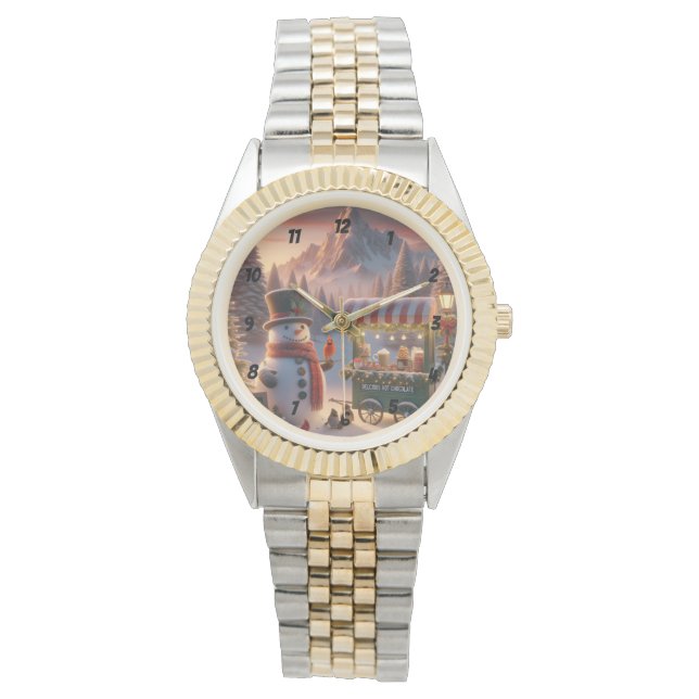Relógio Carrinho de Chocolate Quente de Snowman na Wonderl (Frente)
