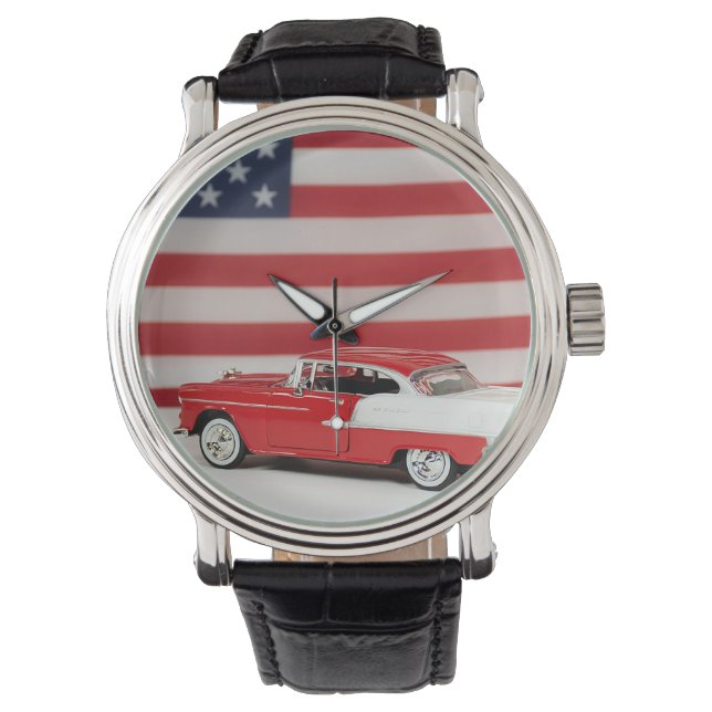Relógio Carro Retroativo Com Bandeira Americana (Frente)