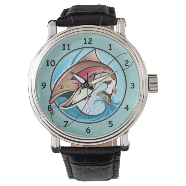 Relógio Cartoon Colorido Capturando um Peixe (Frente)