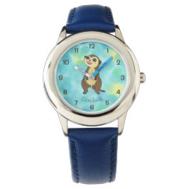 Relógio Cartoon de Cartoon Azul - Cartoon Kids Name Watch