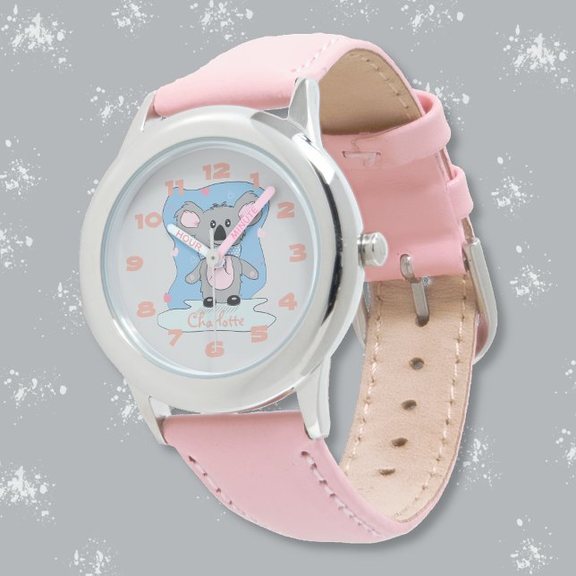 Relógio Cartoon Rosa Koala Kid Watch (Cute koala kid watch with name . )