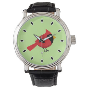 Relógio Cartoon Vermelho Bonito com Flores