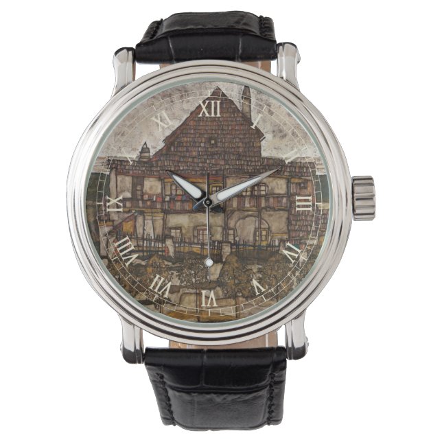 Relógio Casa com Shingle Roof por Egon Schiele (Frente)