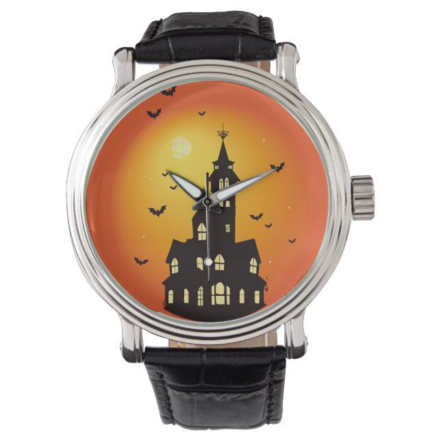 Relógio Casa Escura na Noite de Halloween (Frente)