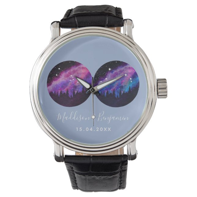 Relógio Casais Personalizados Zodiac Oferece Qualquer Horo (Frente)