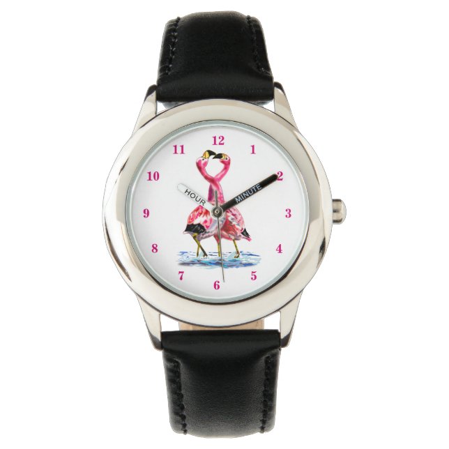 Relógio Casal Dança Tango Flamingo Rosa (Frente)