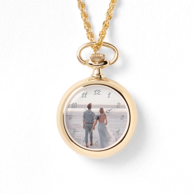 Relógio Casamento de Aniversário de Foto Personalizável Cl (Frente)
