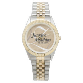 Relógio Casamento Rustic Elegant Vintage Monograma Burlap