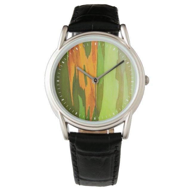 Relógio Casca de Eucalipto Arco-íris, Havaí (Frente)