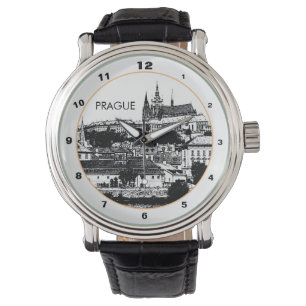Relógio Castelo de Praga e Catedral, cidade histórica de 