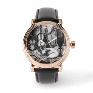 Relógio CAT MUSICAL,OWL,VIOLIN,HARP Black White Red Music