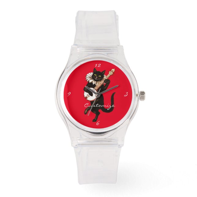 Relógio Cat tocando Banjo Thunder_Cove (Frente)