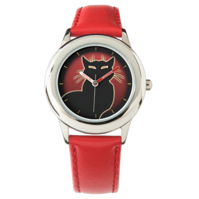 Relógio Cat Watch Black Cat Wrist Assiste Cat Alojante Jew (Frente)
