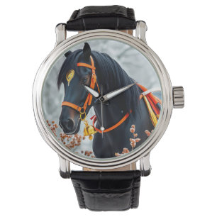 Relógio Cavalo castanho preto elegante