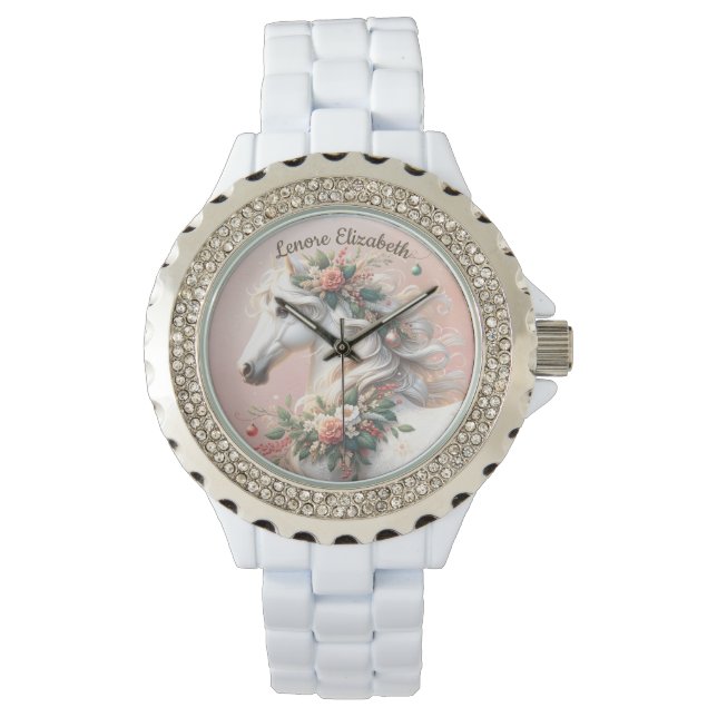 Relógio Cavalo de Ano Novo de Natal Mágico (Frente)