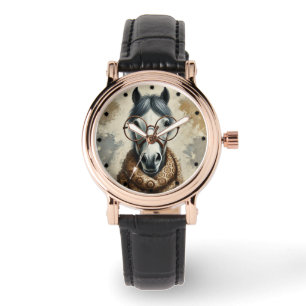 Relógio Cavalo na moda com Óculos - Arte Venenosa Engraçad